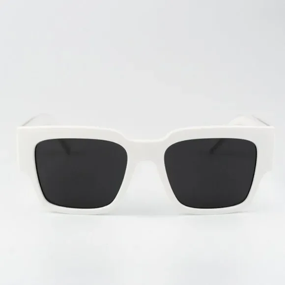 NEW D&G DG6184 331287 White Dark Grey Square Unisex Sunglasses